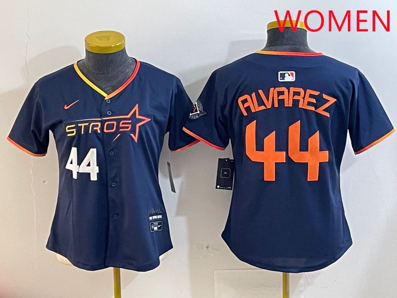 Women Houston Astros 44 Alvarez Drak Blue Three generations Joint Name 2025 Nike MLB Jersey style 4101